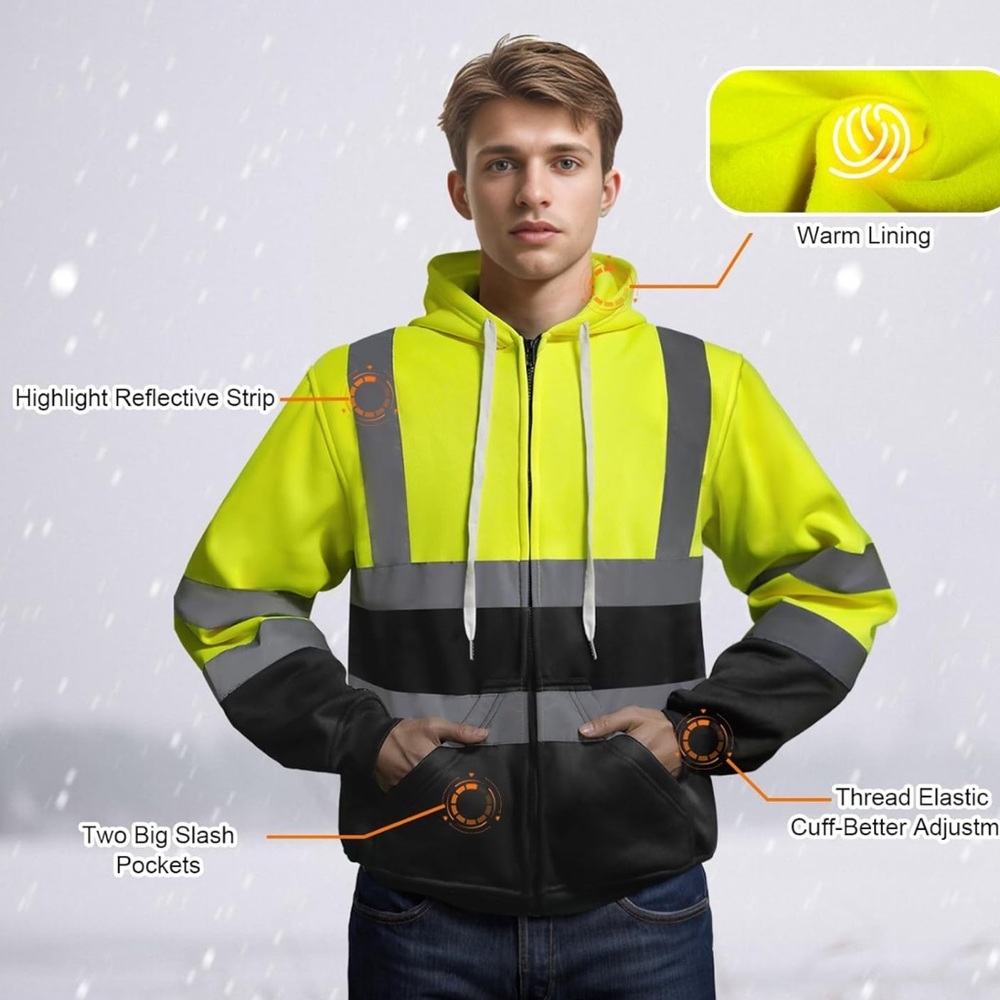 TCCFCCT Construction Jackets for Men /Women Class 3 High Visibility ReflectiveXL - Picture 7 of 11